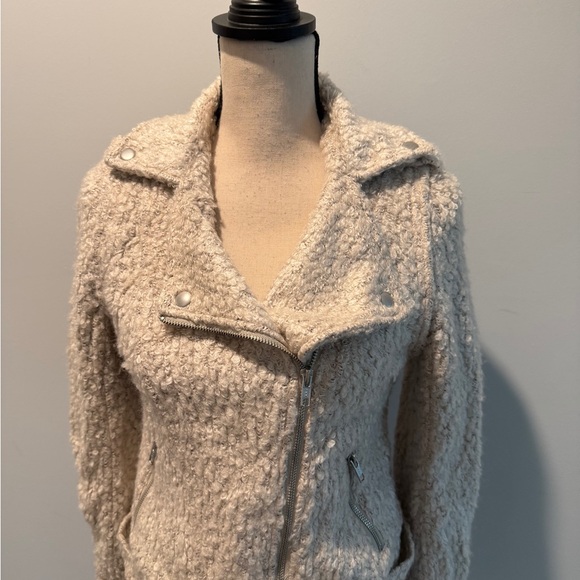 Anthropologie Greylin Jacket Beige Boucle Wool Blend Northland Moto size Small - Picture 2 of 11